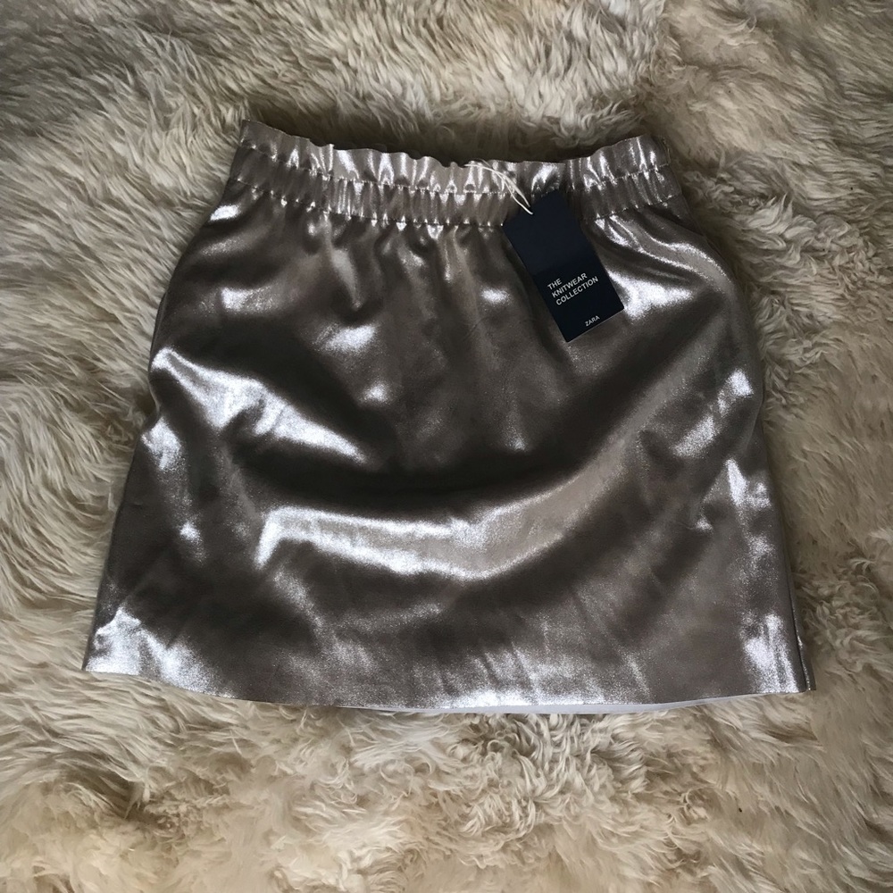 NWT Zara faux leather metallic skirt